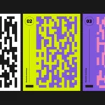 An abstract image with some colourful QR codes.